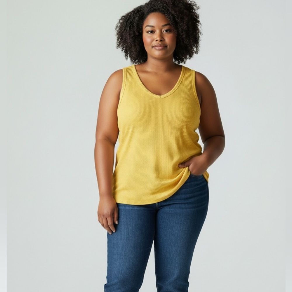 NWT - Blumin Woman’s Plus Size Yellow Ribbed Stretchy Tank - Size 3XL